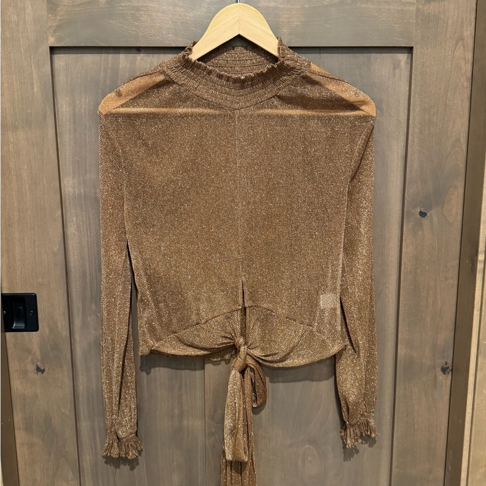 Elegant Brown Long Sleeve Women's Top